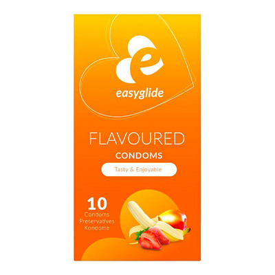 Easyglide Flavoured | Packung mit 10 bunten und aromatisierten Kondomen
