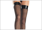 Leg Avenue Vinyl Top Fishnet Strmpfe - Schwarz (S/M)