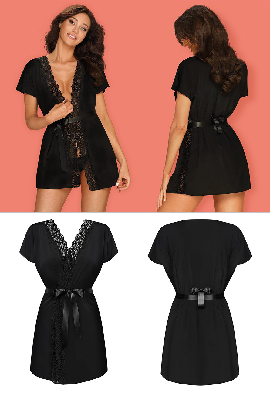 Obsessive Diyosa Dressing gown - Black (S/M)
