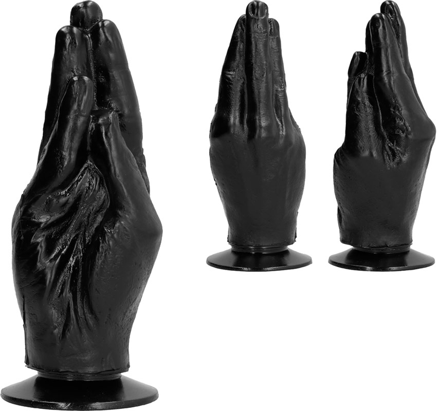 X-MAN All Black No 13 Hand mit Saugfuss Dildo - 17 cm
