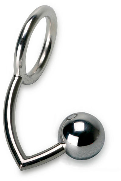Anallock - Anello per il pene in acciaio con plug anale - 45 mm (M)