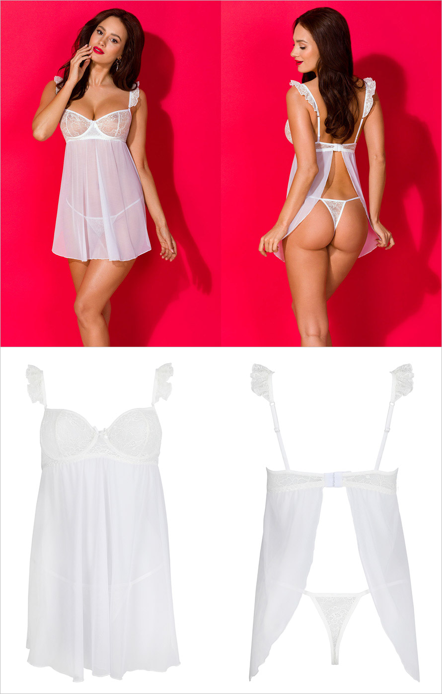 Avanua Milagros Chemise & String - Weiss (S/M)