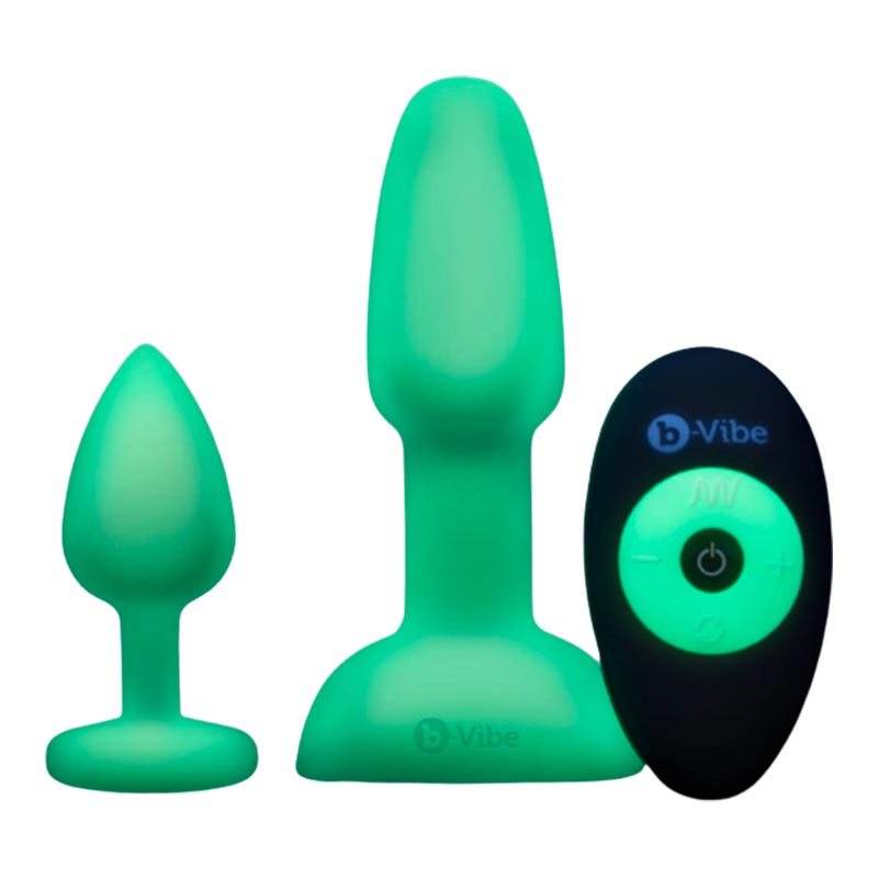 Set de 2 plugs anaux phosphorescents B-Vibe Asstronaut