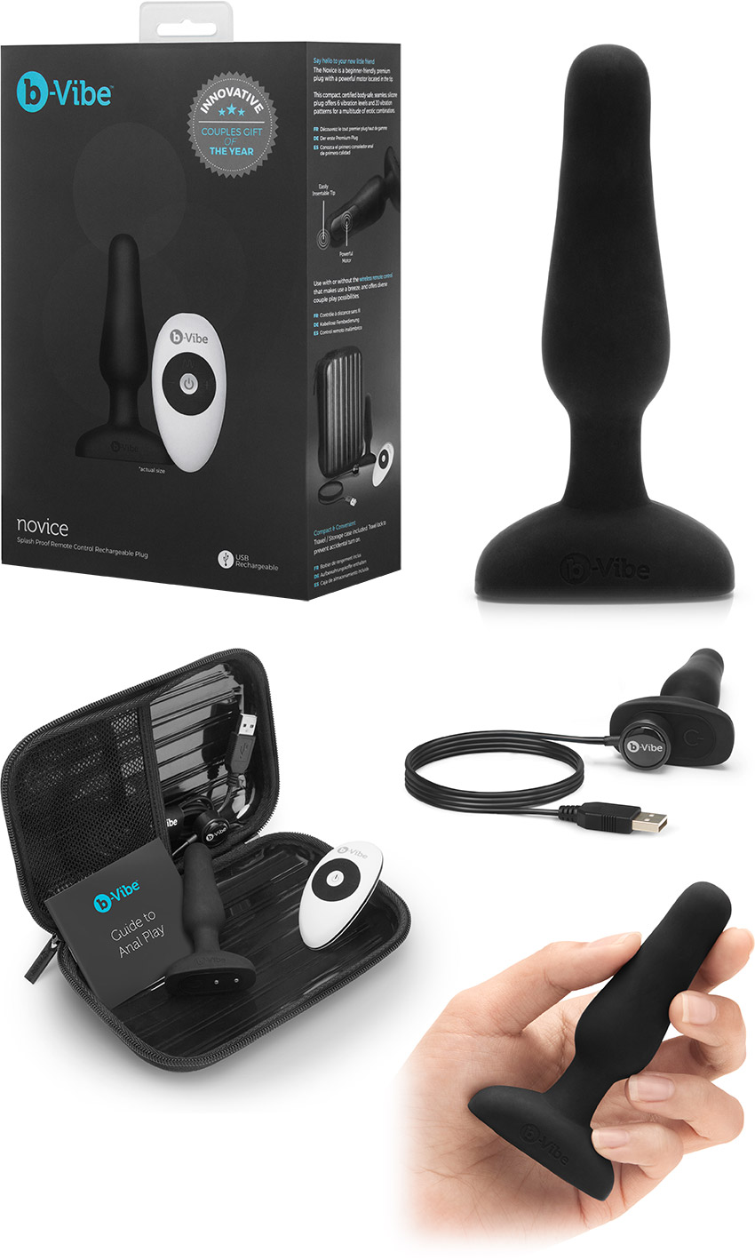 b-Vibe Novice remotely controlled vibrating butt plug - Black