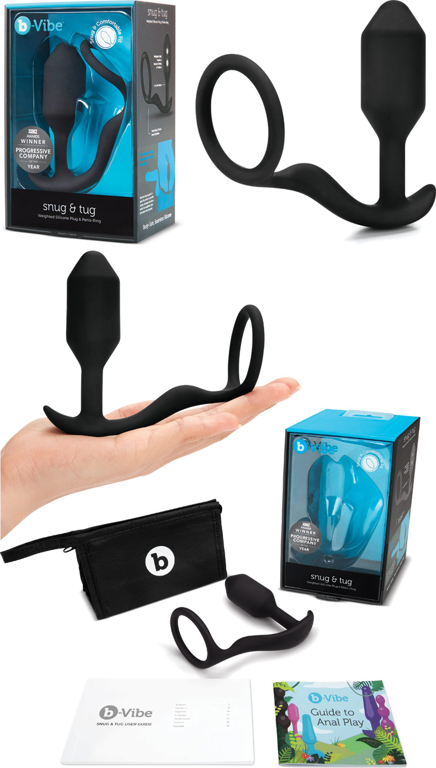b-Vibe Snug & Tug weighted butt plug and penis ring