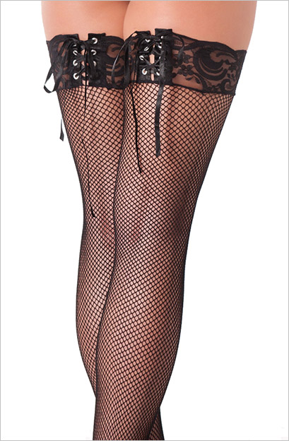 Rimba Laced Fishnet Stockings - Black (S/L)