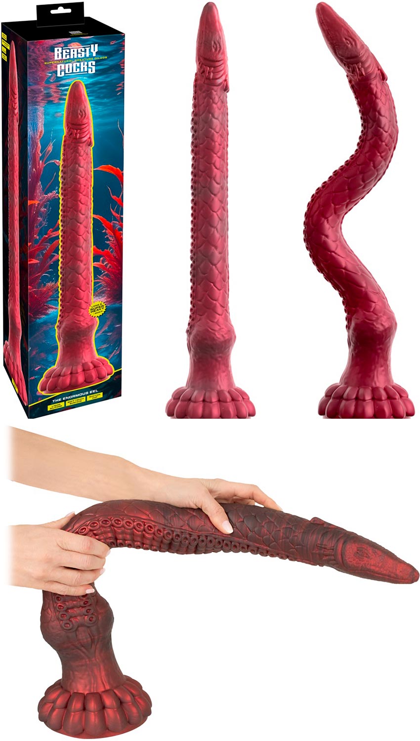 Dildo alien XXL Beasty Cocks The Enormous Eel - 61 cm - Rouge