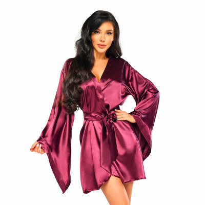 Beauty Night Samira | Peignoir sexy en tissu satiné | Avec ceinture