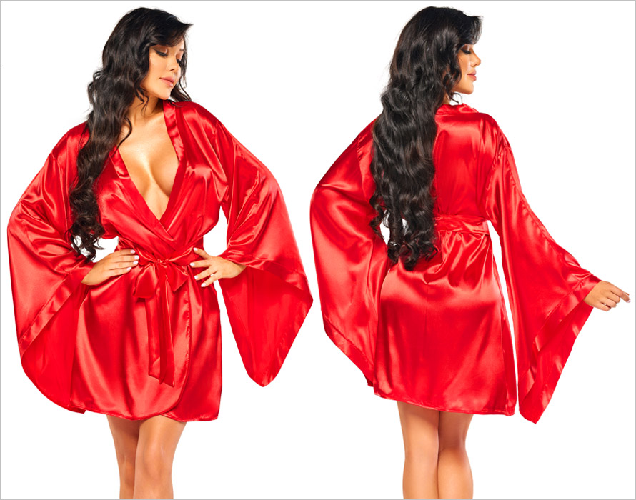 Beauty Night Samira Dressing Gown - Red (S/L)