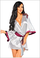 Beauty Night Summer Dressing Gown & Thong - Silver (S/L)