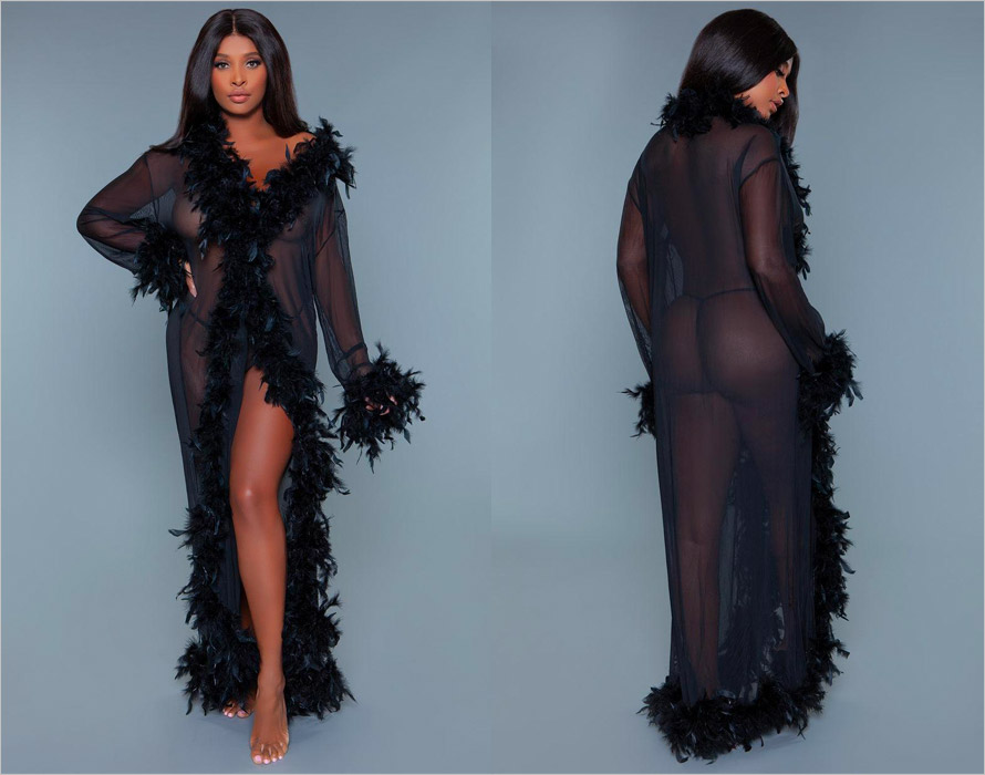 BeWicked feathered maxi dress - Black (S/L)