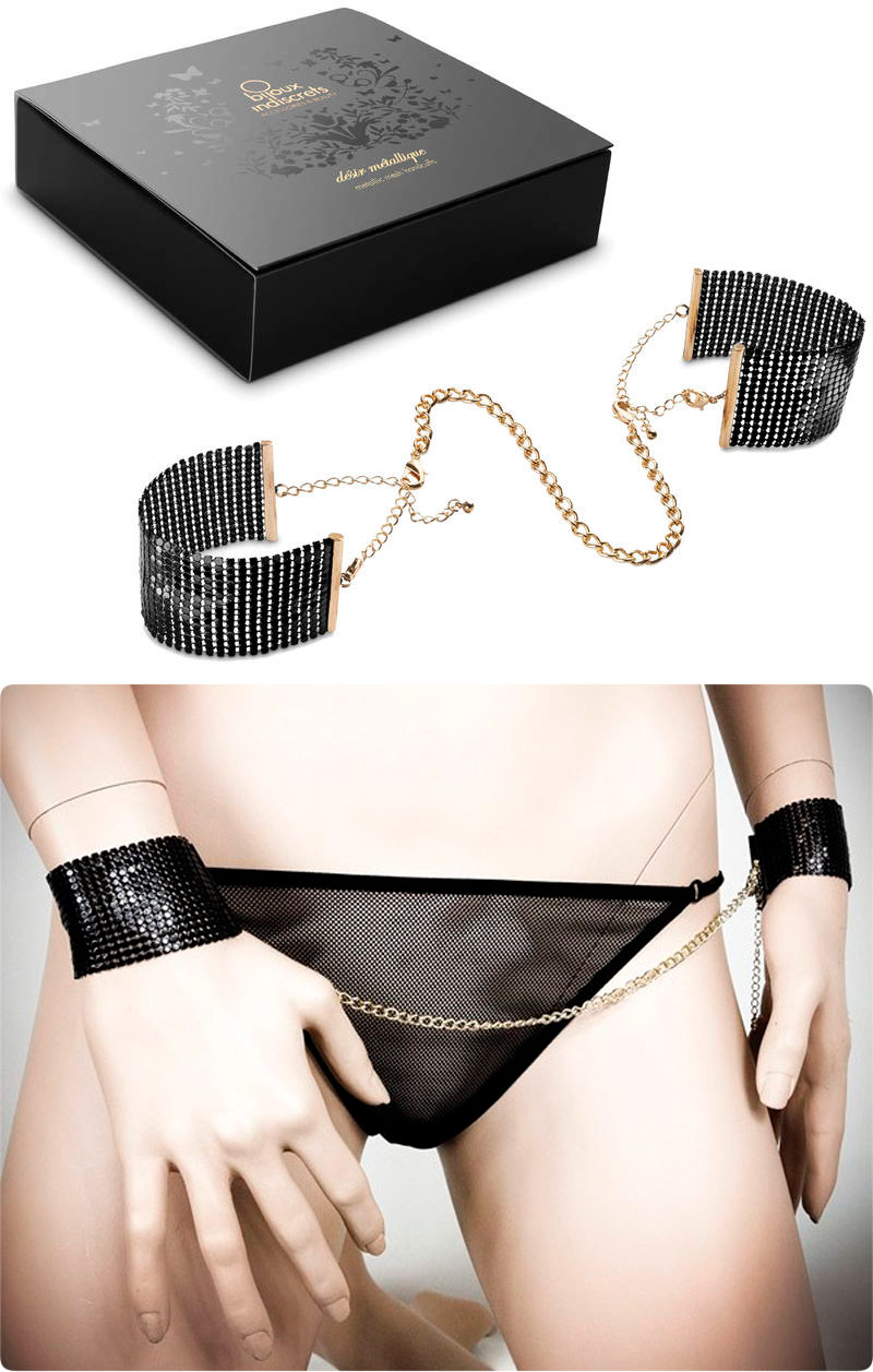 Bijoux Indiscrets Désir Métallique Metallic Mesh Handcuffs - Black