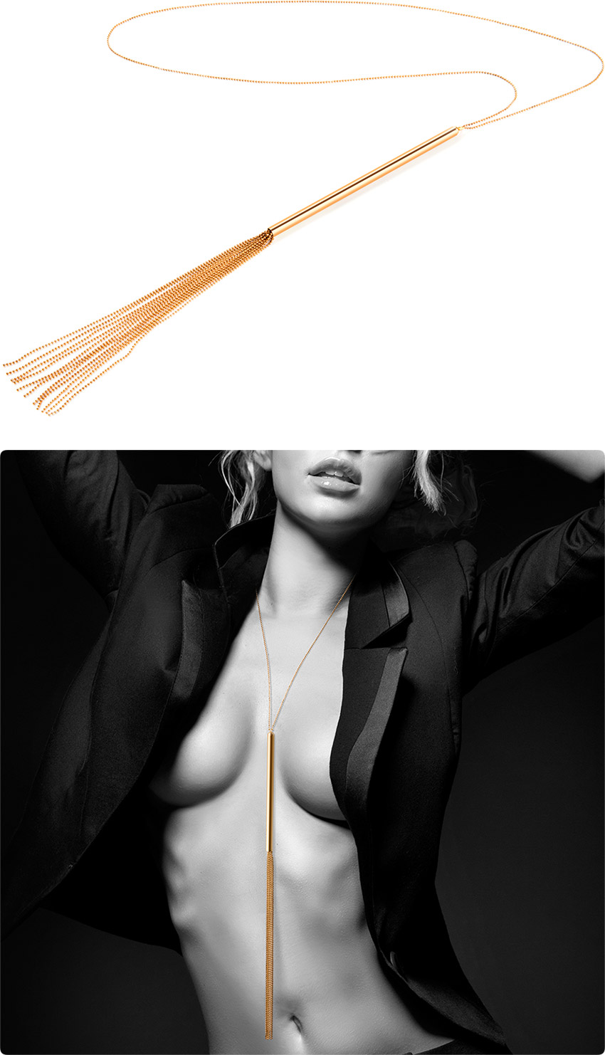 Bijoux Indiscrets Magnifique Necklace & Whip - Gold