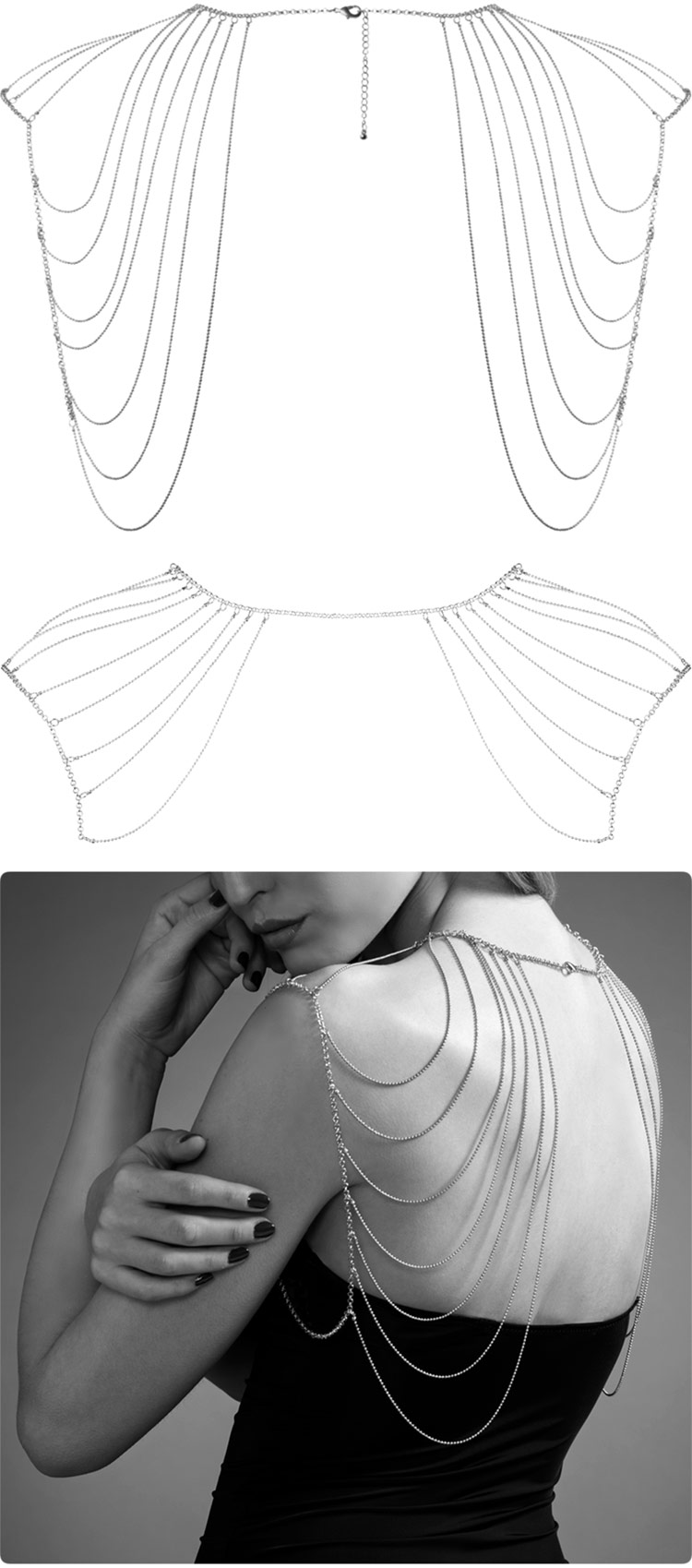 Bijoux Indiscrets Magnifique Shoulders & Back Jewelry - Silver