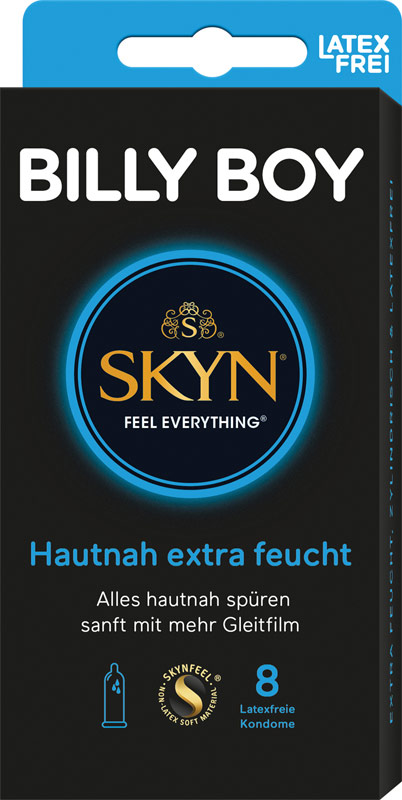 Billy Boy Skyn Hautnah - Extra-lubricated, latex-free (8 condoms)