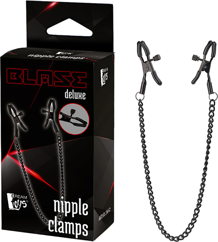 Blaze Deluxe nipple clamps with little chains - Black