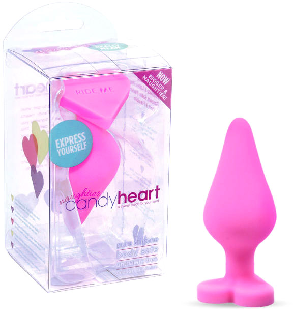 Plug anal en silicone Naughtier Candy Heart - Rose (M)