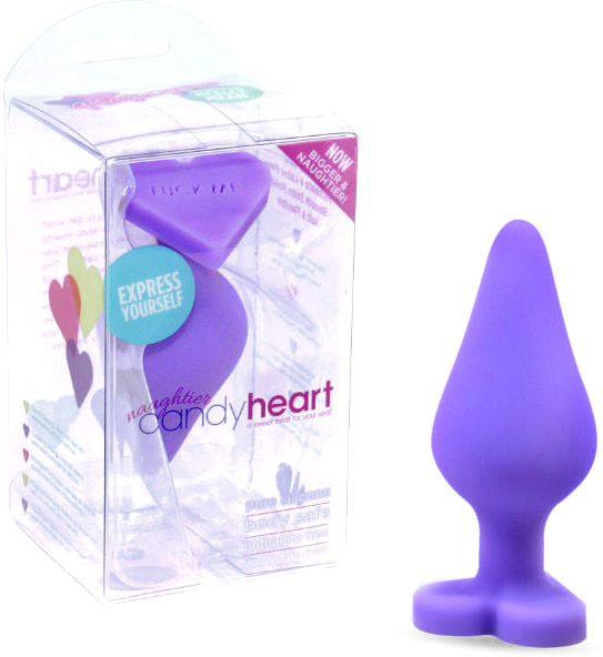 Plug anale in silicone Naughtier Candy Heart - Viola (M)
