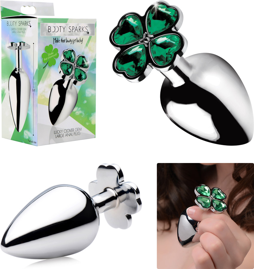 Booty Sparks Lucky Clover butt plug with four-leaved clover - L