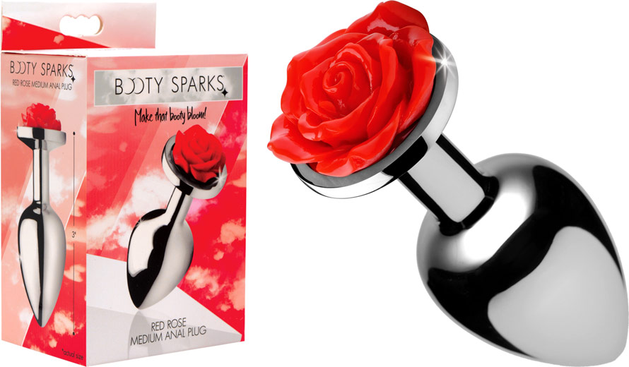 Booty Sparks butt plug with red rose - M