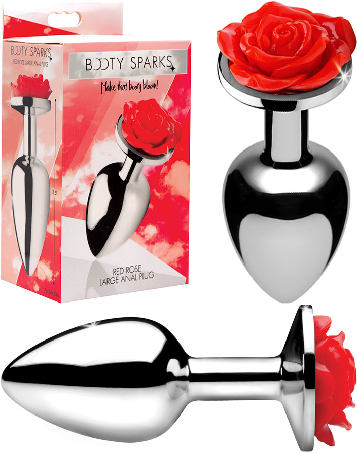 Booty Sparks butt plug with red rose - L