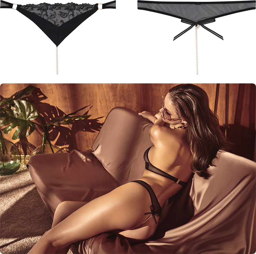 Tanga con perle stimolanti Bracli Vienna - Noir (M)