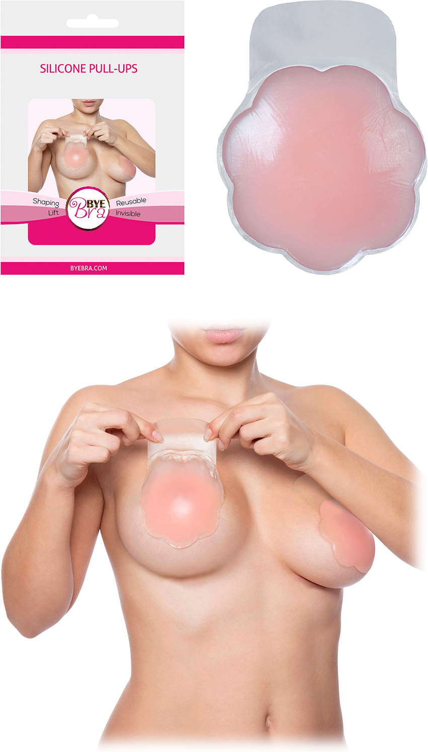 Bye Bra Silicone Pull-Ups Nipple pasties with lifting action in silicone