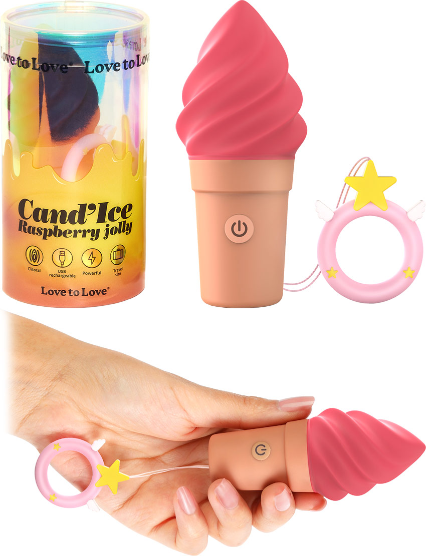 Cand'Ice Raspberry Jolly clitoral stimulator in the shape of an ice cream