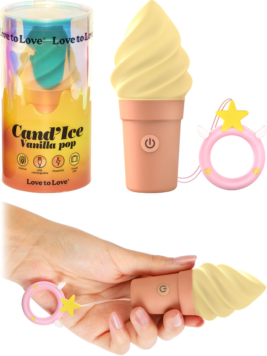Cand'Ice Vanilla Pop clitoral stimulator in the shape of an ice cream