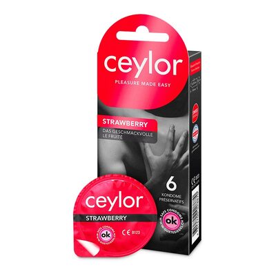 Ceylor Erdbeere | 6 Kondome mit dem Geschmack und Duft nach Erdbeere