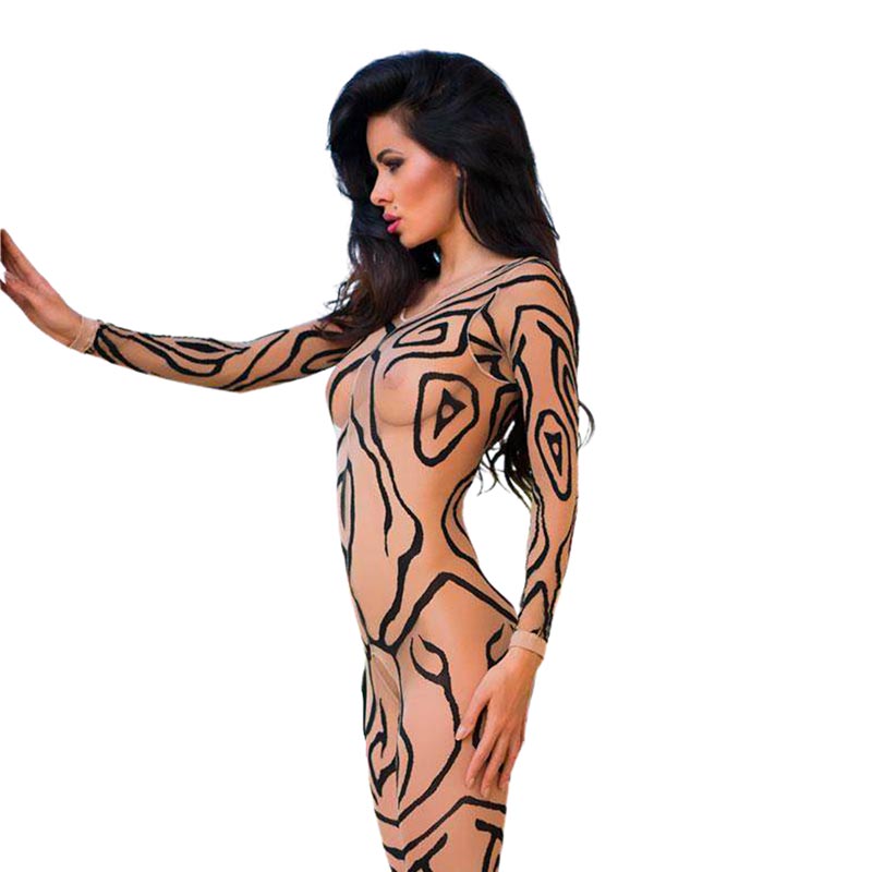 Chilirose 4092 Bodystocking - Beige & Schwarz (S/L)