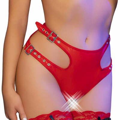 Chilirose 4656 | Verstellbarer offener Slip aus rotem Öko-Leder