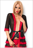 Chilirose 3850 Dressing Gown - Black and red (L/XL)
