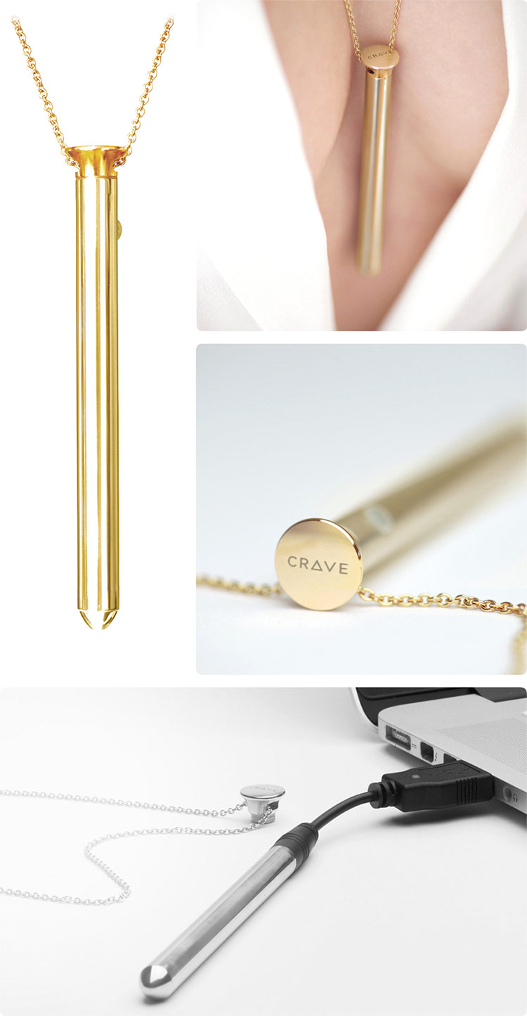 Crave Vesper Necklace & Mini Vibrator - 24K Gold