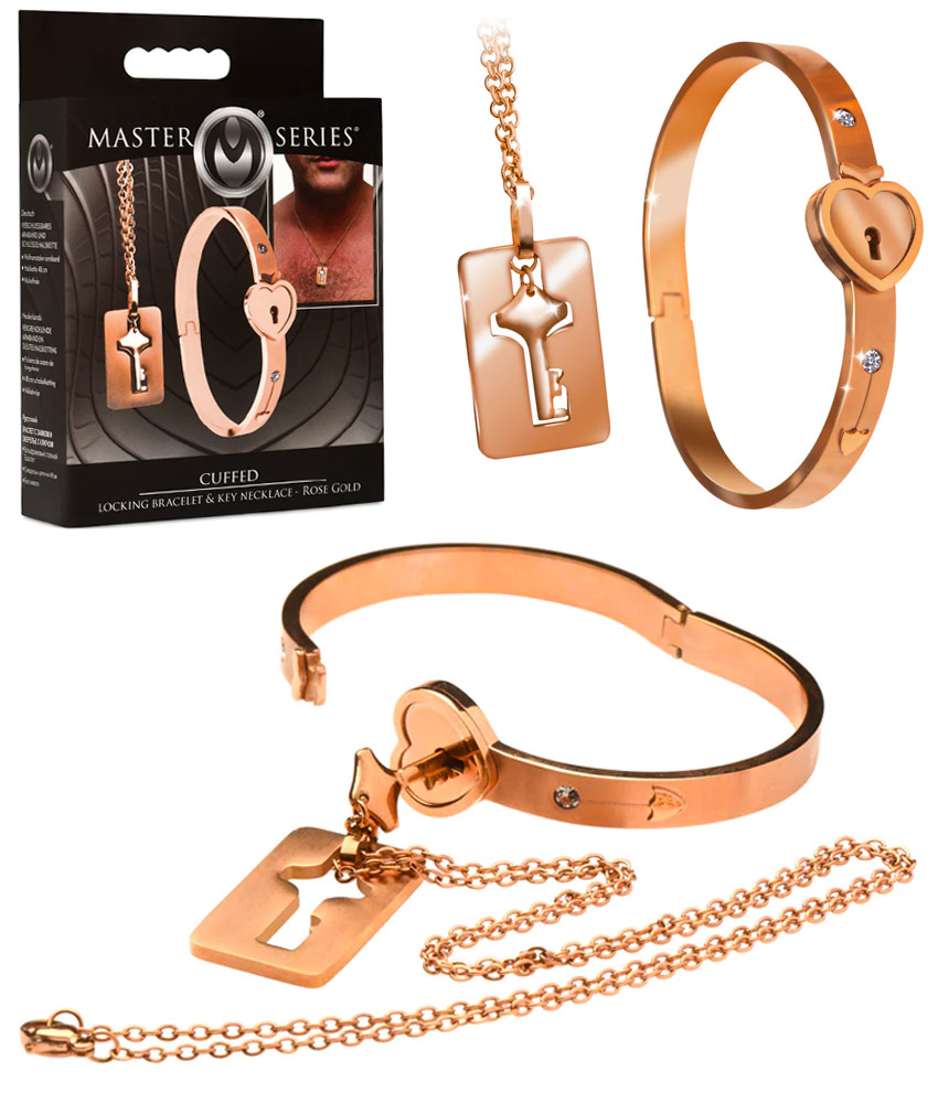 Master Series Cuffed Armband mit Verschluss und Schlüsselanhänger im Roségol