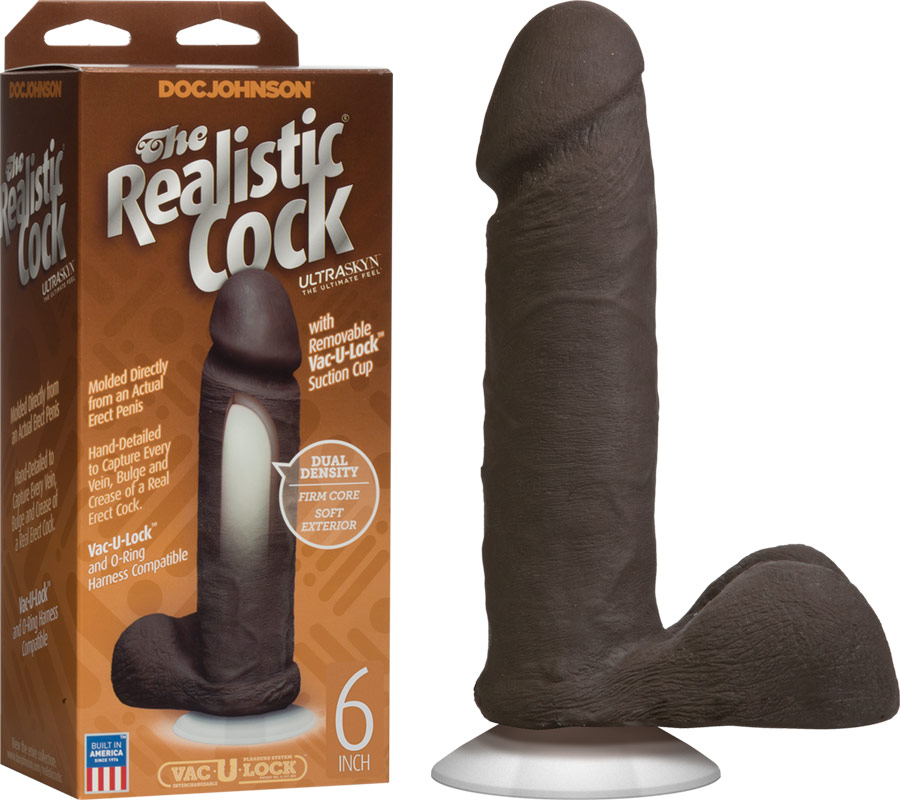 Dildo réaliste Doc Johnson Realistic Cock UltraSkyn - Chocolat - 16 cm
