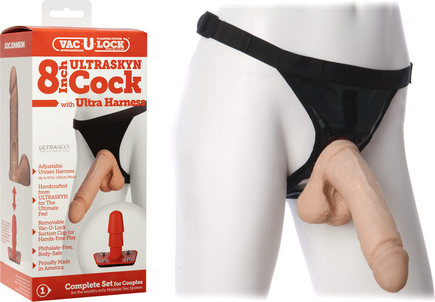 Doc Johnson Vac-U-Lock Ultra Harness 8" Harness mit Dildo