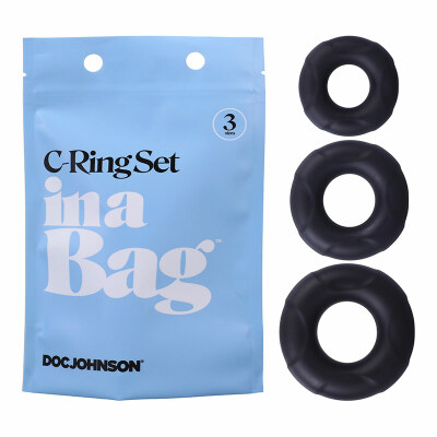 Doc Johnson C-Ring Set in a Bag | Packung mit 3 dehnbaren Penisringen