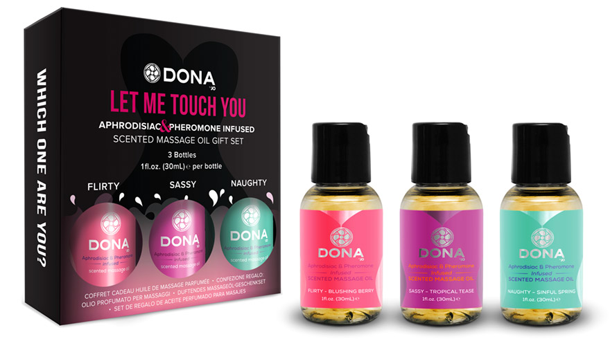 DONA Let Me Touch You massage oil box set - 3 x 30 ml