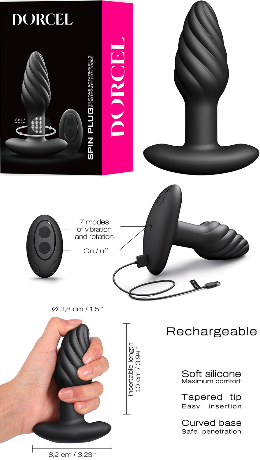 Vibrierender und rotierender Analplug Dorcel Spin Plug