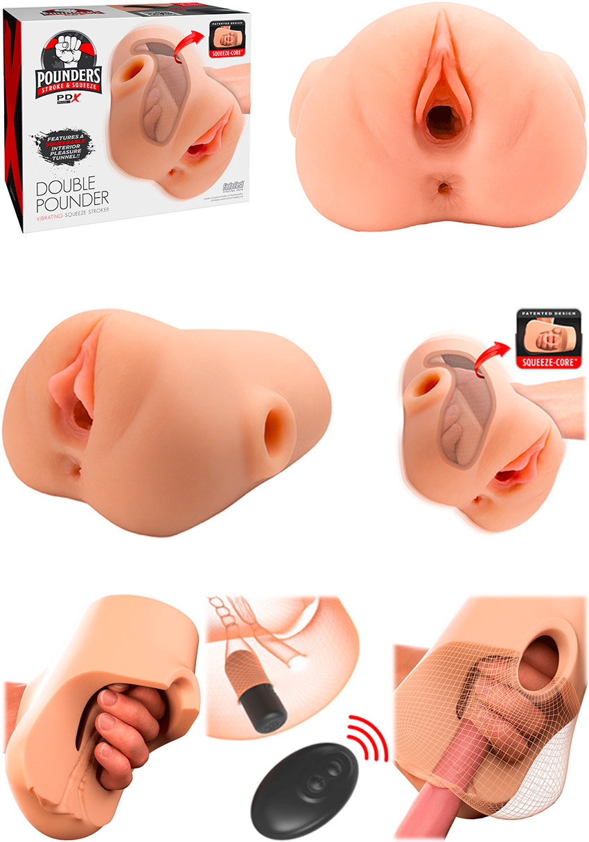 Pipedream PDX Plus Pussy Pounder Double Stroker Masturbator - Beige