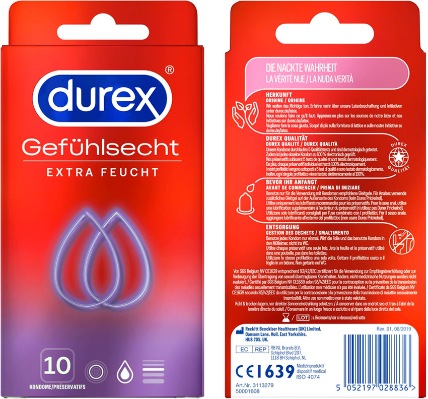 Durex Gefühlsecht Extra Feucht (10 Kondome)