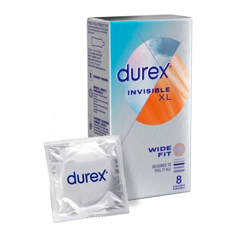 Durex Invisible XL - Préservatif fin et de grande taille (8 pcs)