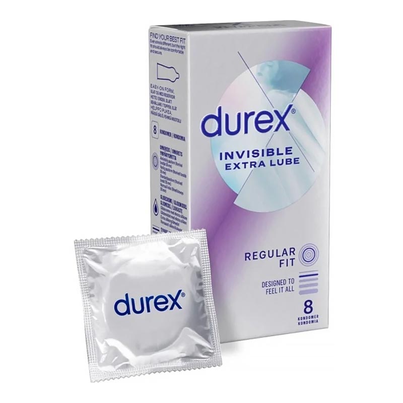 Durex Invisible Extra Lube - Préservatif extra lubrifié et ultra fin (