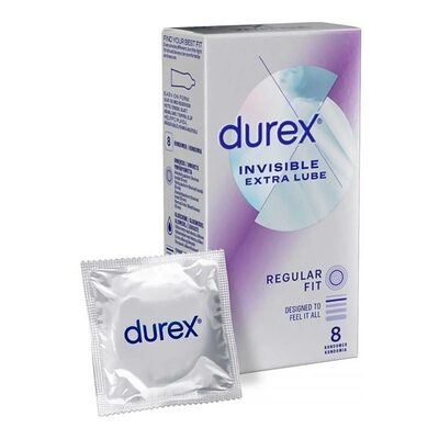 Durex Invisible Extra Lube |&nbsp;Paquet de 8 préservatifs extra lubrifiés