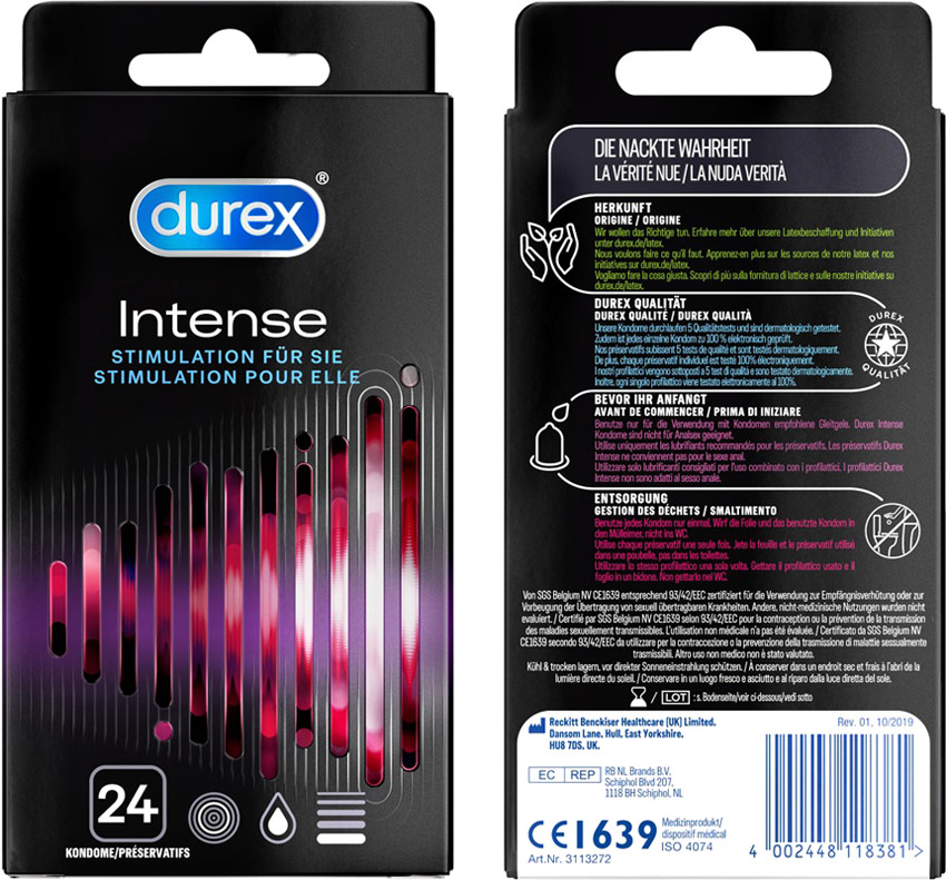 Durex Orgasm Intense - Preservativo stimolante (24 Preservativi)