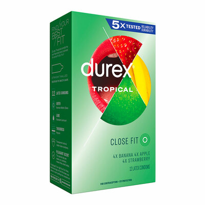 Durex Tropical | Pack de 12 préservatifs colorés et aromatisés