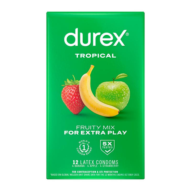Durex Tropical | Pack de 12 préservatifs colorés et aromatisés Durex Tropical | Pack de 12 préservatifs colorés et aromatisés
