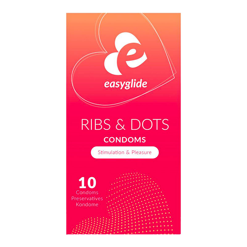 Easyglide Ribs & Dots - Stimulation et plaisir (10 préservatifs)