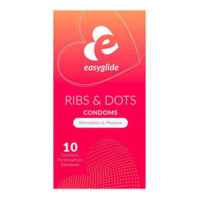 Easyglide Ribs & Dots | Packung mit 10 multi-texturierten Kondomen
